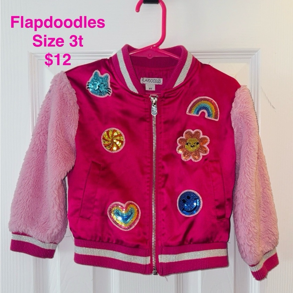 Flapdoodles Pink Jacket with Fun Patches